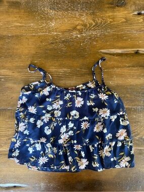 Navy Floral Ruffle Camisole Top